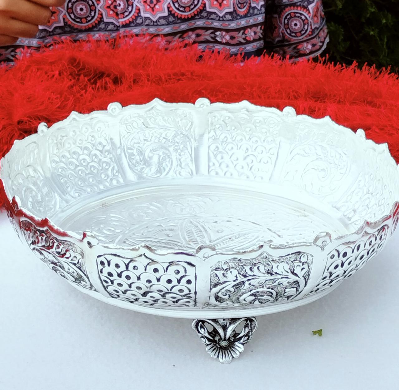 German silver flower urli bowl for home décor/ fruits/ gift item