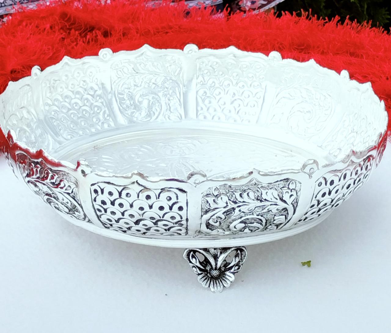 German silver flower urli bowl for home décor/ fruits/ gift item
