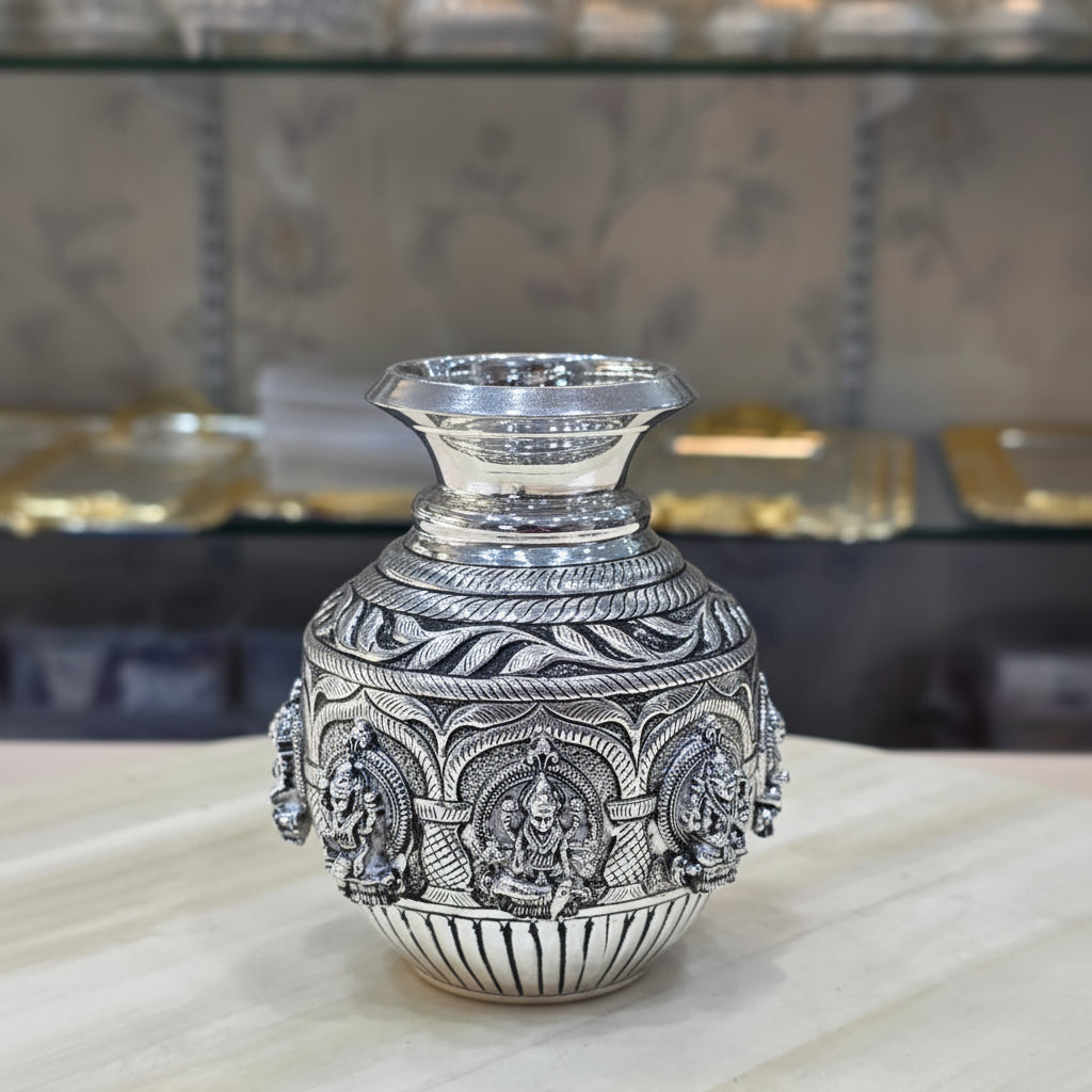 German Silver Ashtha Lakshmi Kalash – Varalakshmi Puja Special