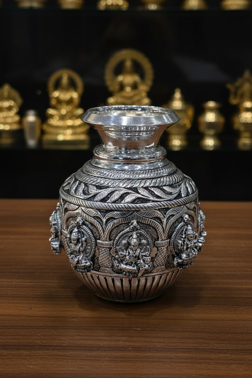 German Silver Ashtha Lakshmi Kalash – Varalakshmi Puja Special