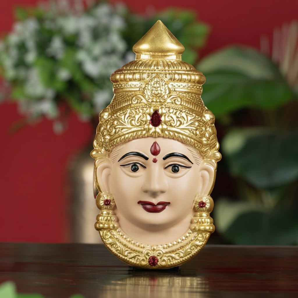 German Silver Lakshmi Mukut – Auspicious Vara Lakshmi Festival Ornament