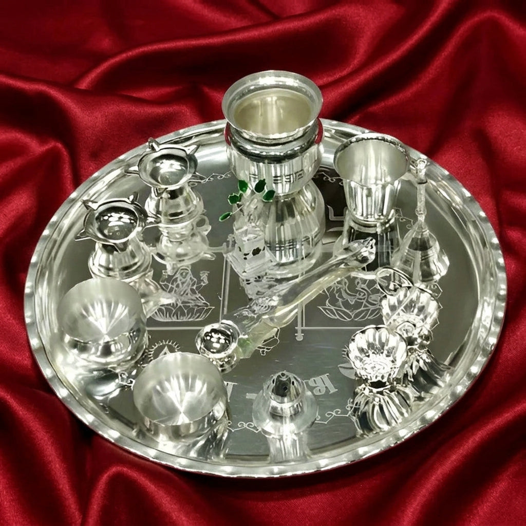 german silver Pooja thali Combo Set