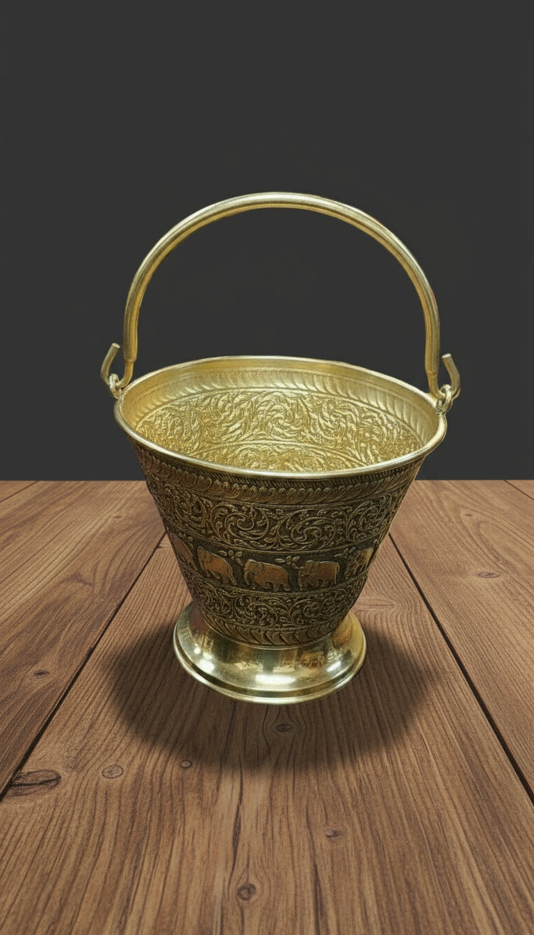 Brass Antique finish Bucket 7 inches for pooja / sweets/ home décor