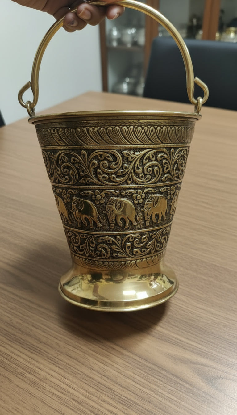 Brass Antique finish Bucket 7 inches for pooja / sweets/ home décor
