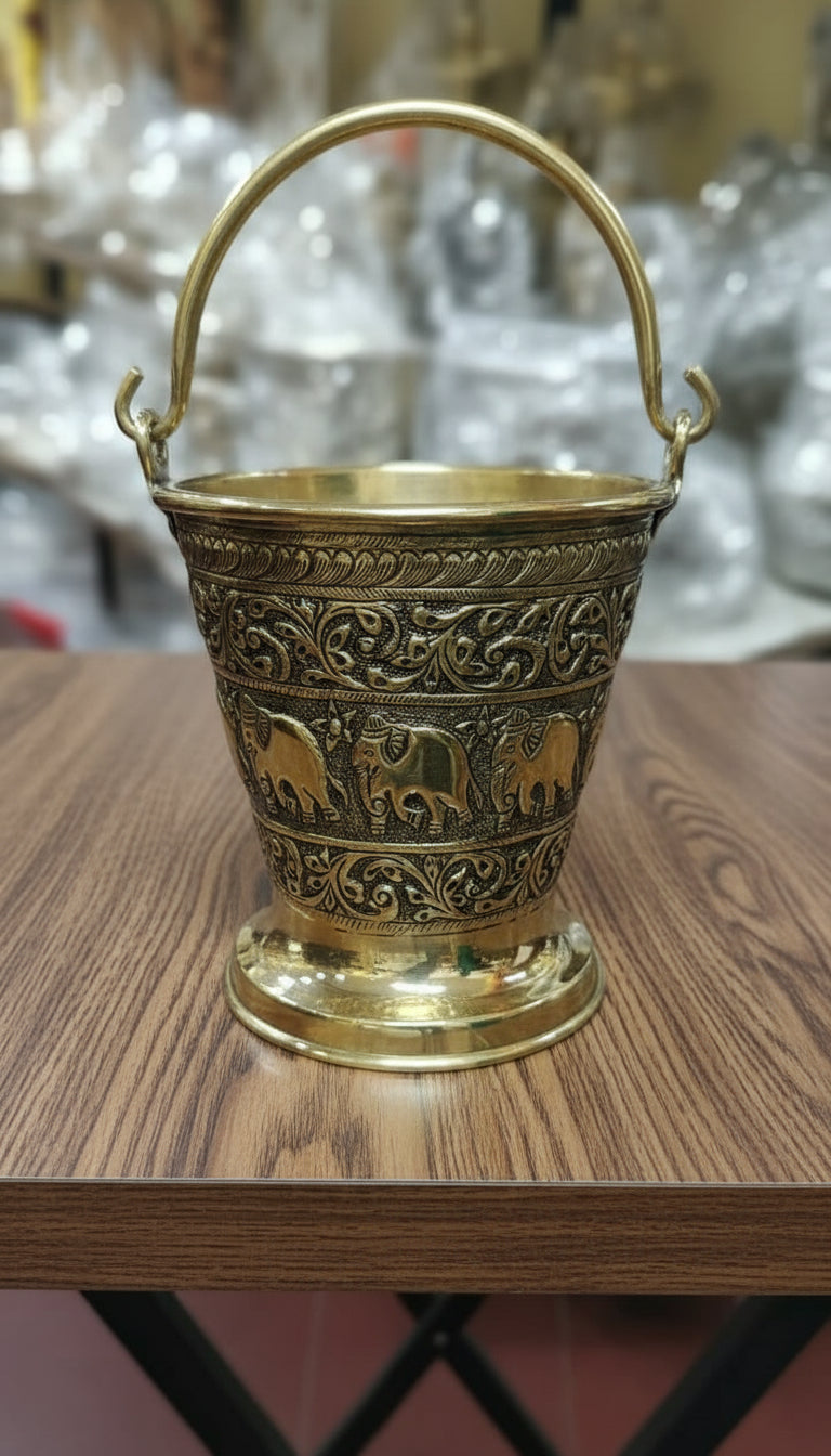 Brass Antique finish Bucket 7 inches for pooja / sweets/ home décor