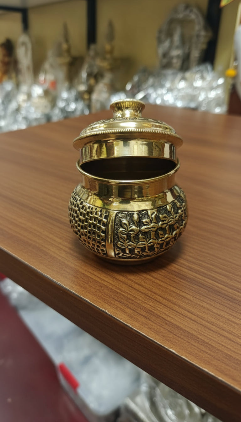 set of 2 Brass Antique finish boxes/ Dabbi ideal for Pooja Purpose/ dry fruits
