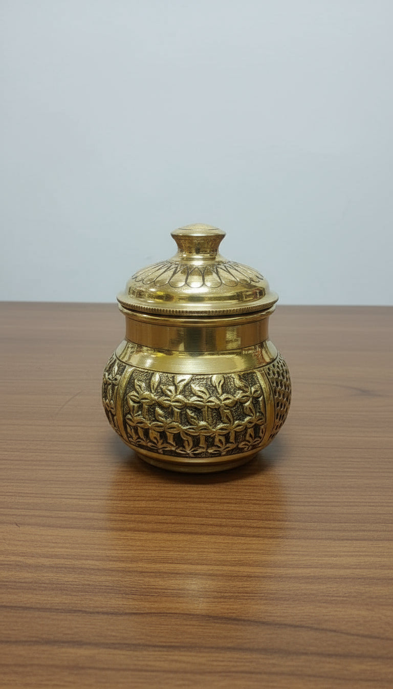 set of 2 Brass Antique finish boxes/ Dabbi ideal for Pooja Purpose/ dry fruits