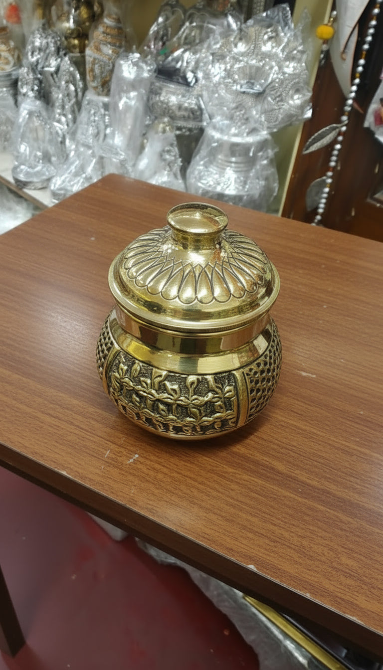 set of 2 Brass Antique finish boxes/ Dabbi ideal for Pooja Purpose/ dry fruits