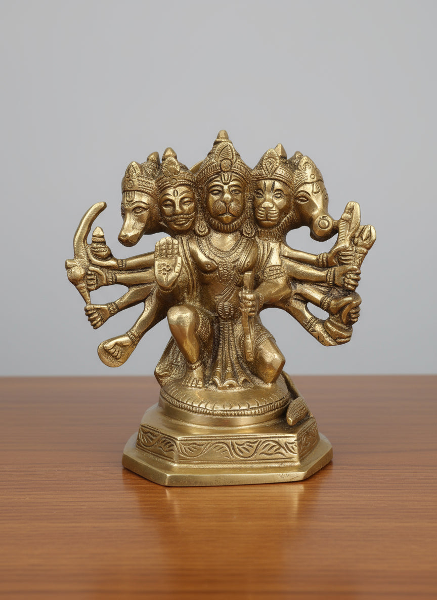 brass panchmukhi hanuman idol for home temple