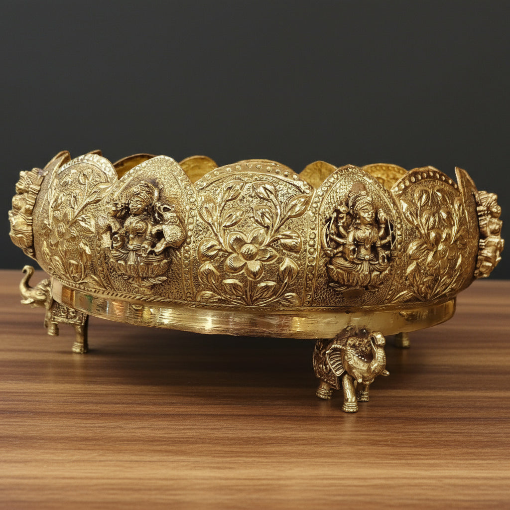 brass Ashtha Lakshmi urli bowl for home décor/ pooja / gift item