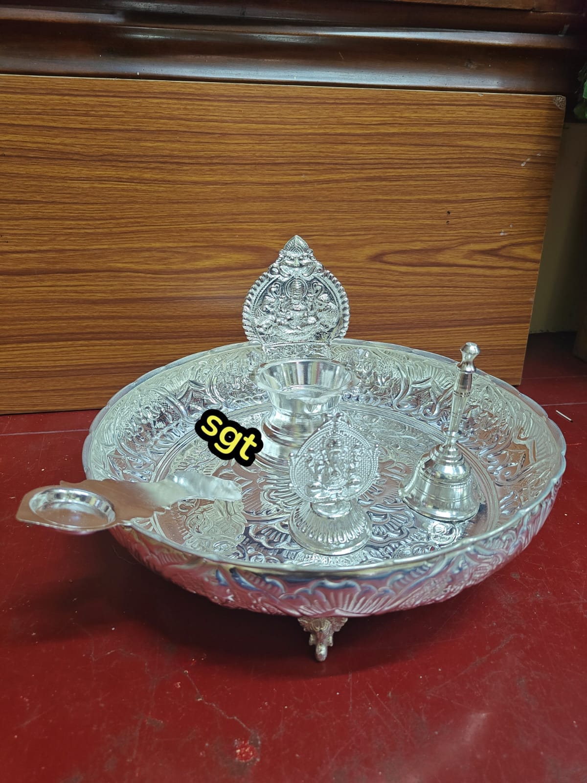 pure German silver washable pooja thali set for diwali pooja/ housewarming pooja