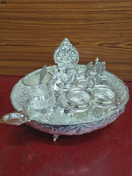 Pure German Silver Washable Pooja thali Set