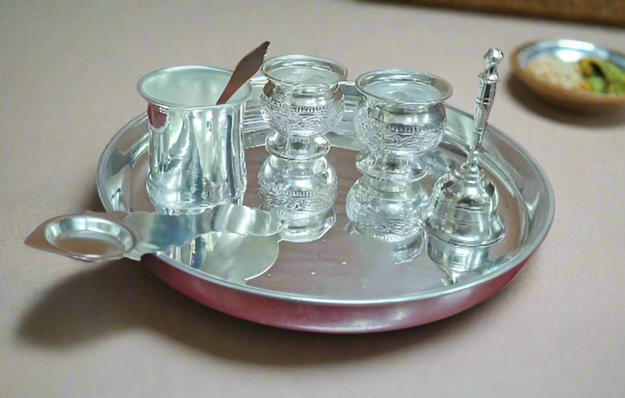 Pure German Silver Washable Pooja thali Set