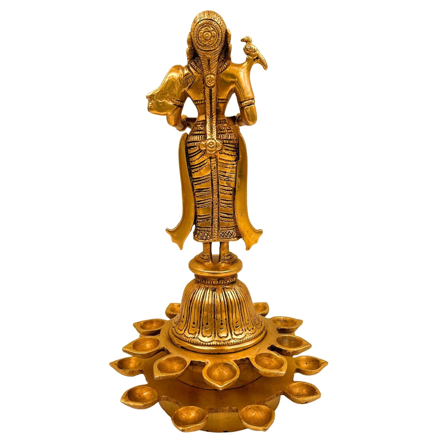 Brass deep Lakshmi Standing with 21 Diya's, Size : 11"" Height, 1 Piece, Gold