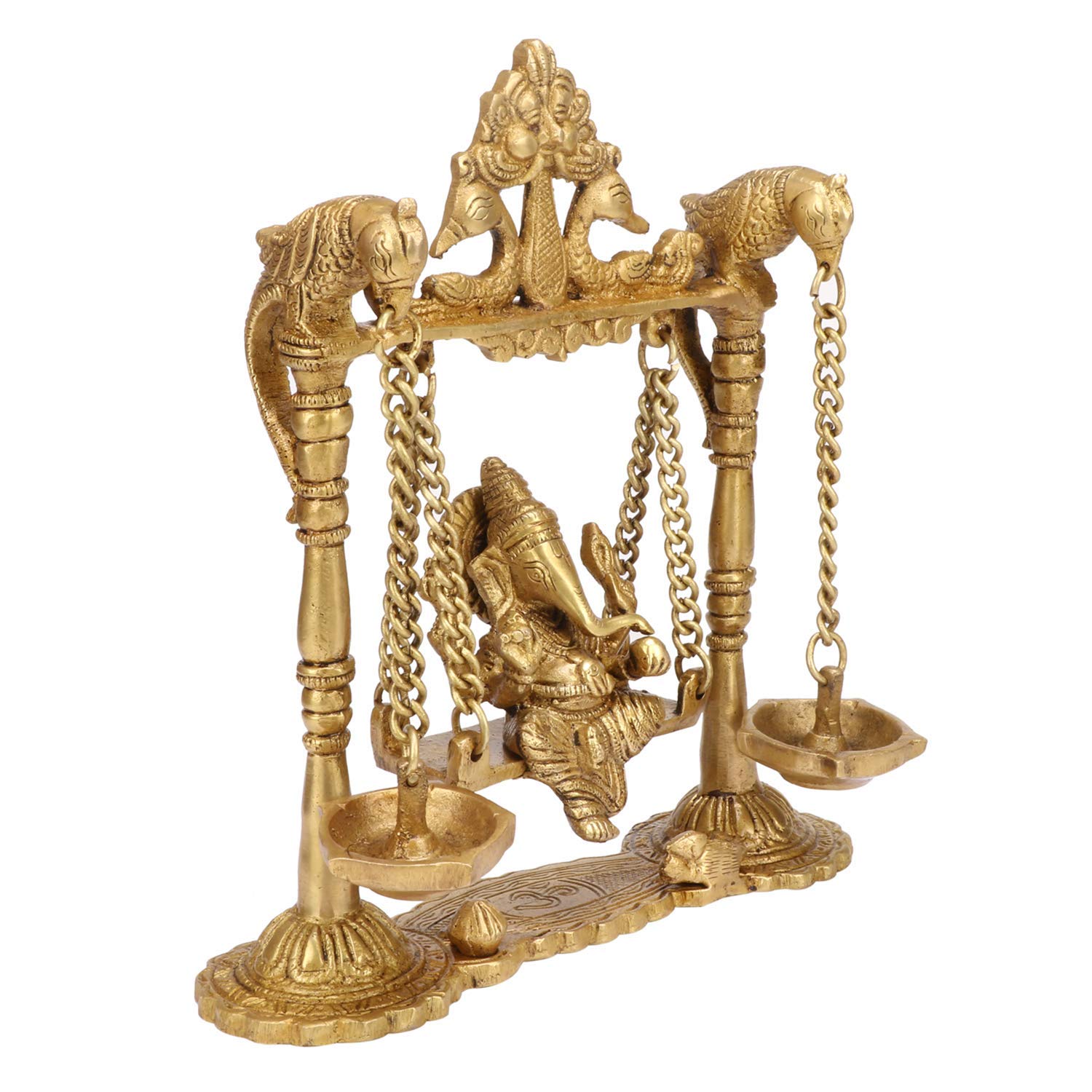 Brass Ganesh jhula with Diya Home Decor/Home Temple/Gift Item, Gold