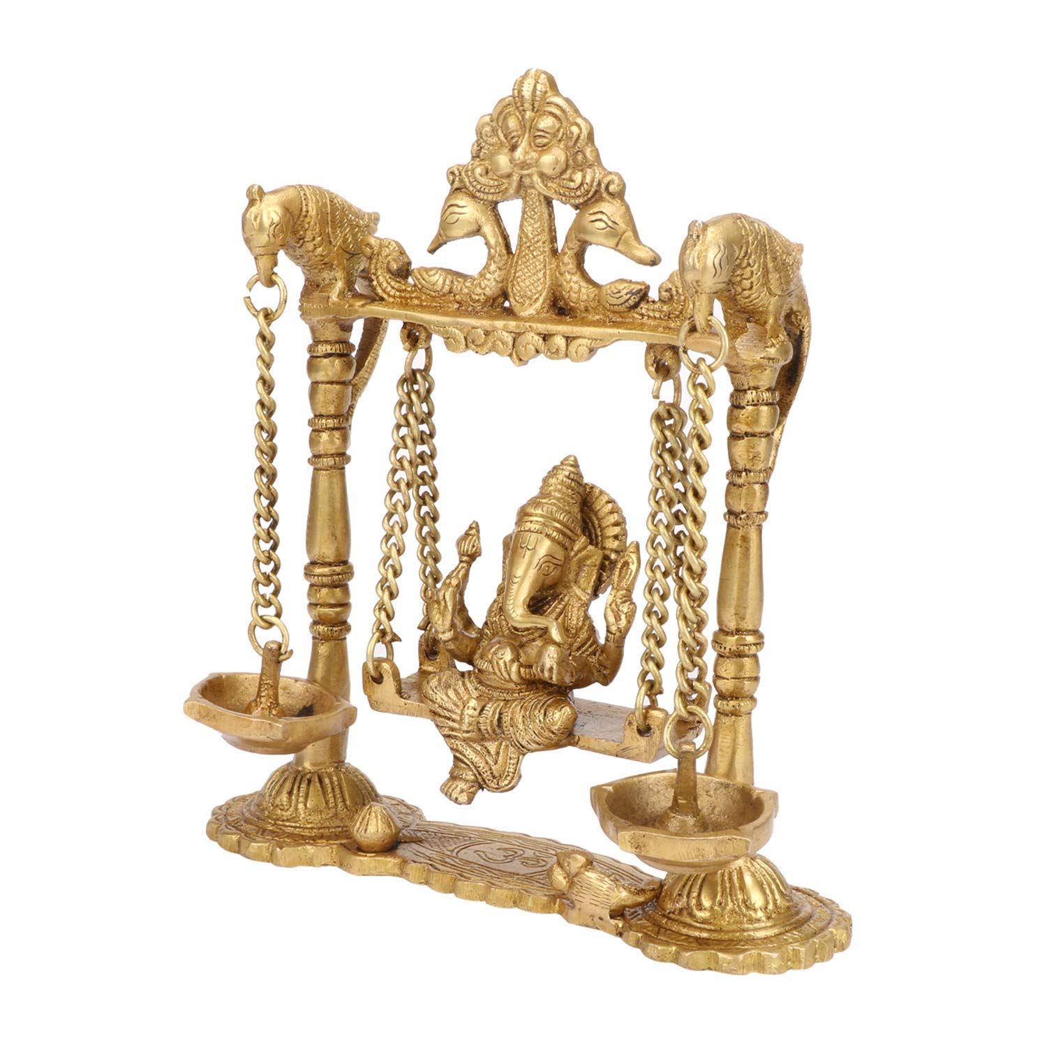 Brass Ganesh jhula with Diya Home Decor/Home Temple/Gift Item, Gold