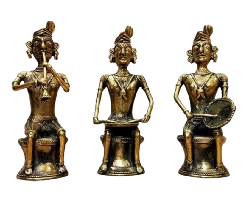 brass dhokra musical Dhokra Art Brass Handmade Sitting Musicians