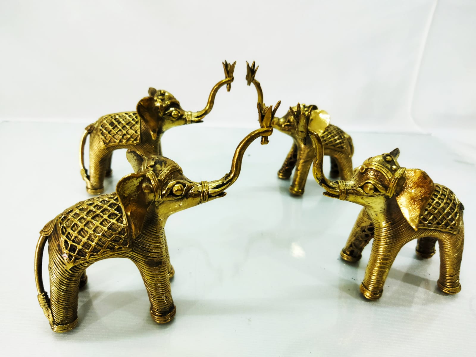 Brass Set of 2 Elephant Set Handmade Statue for Your Home Decor