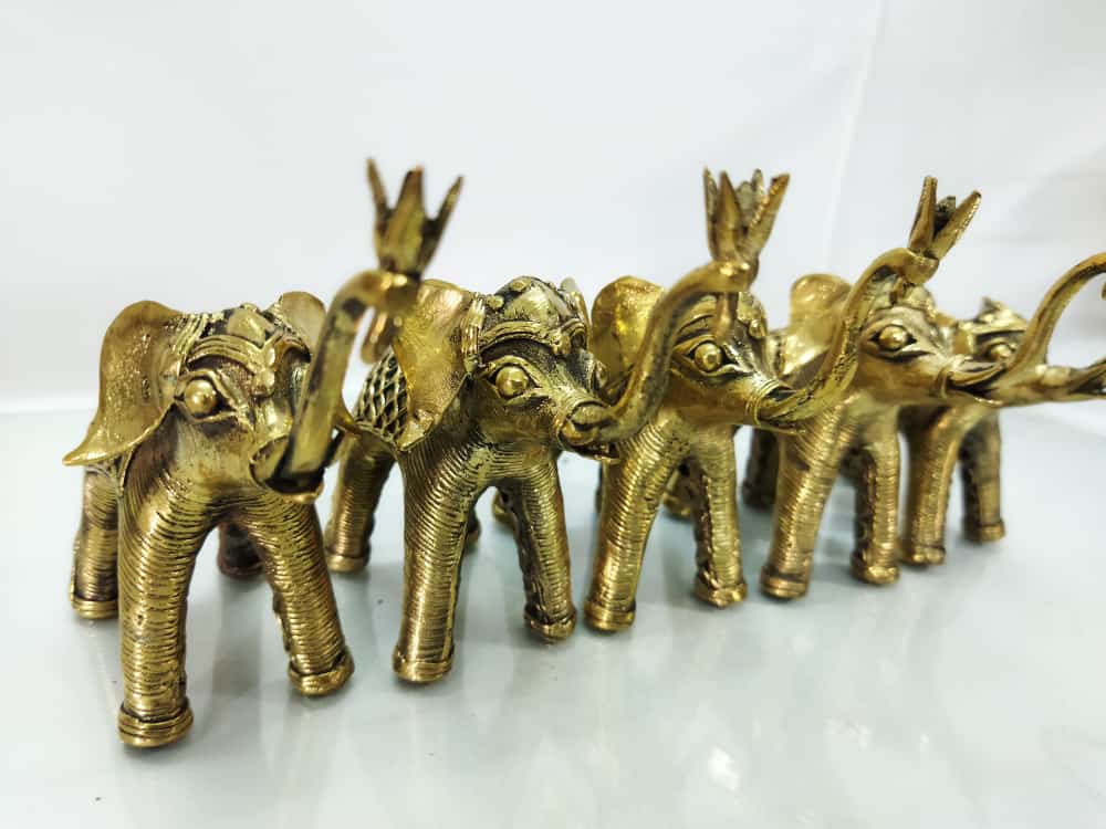 Brass Set of 2 Elephant Set Handmade Statue for Your Home Decor