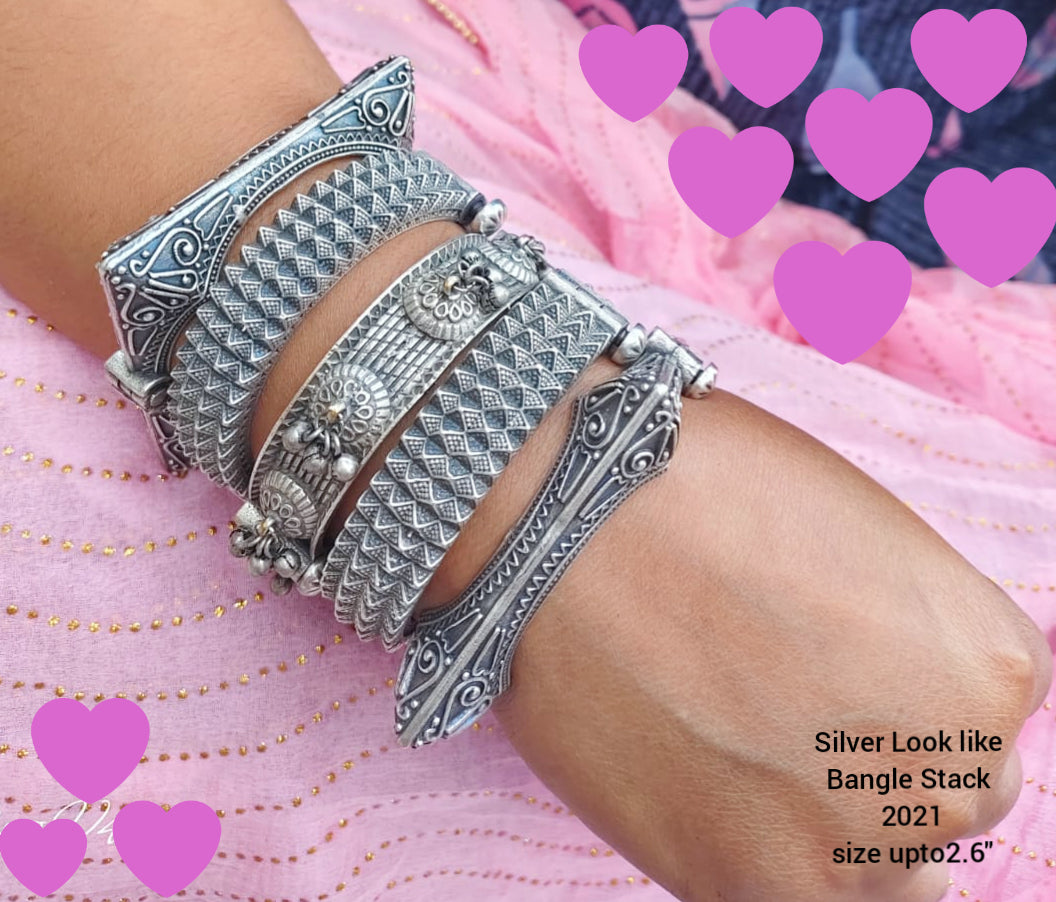 German silver bangle set of 5 pieces looks good on any women