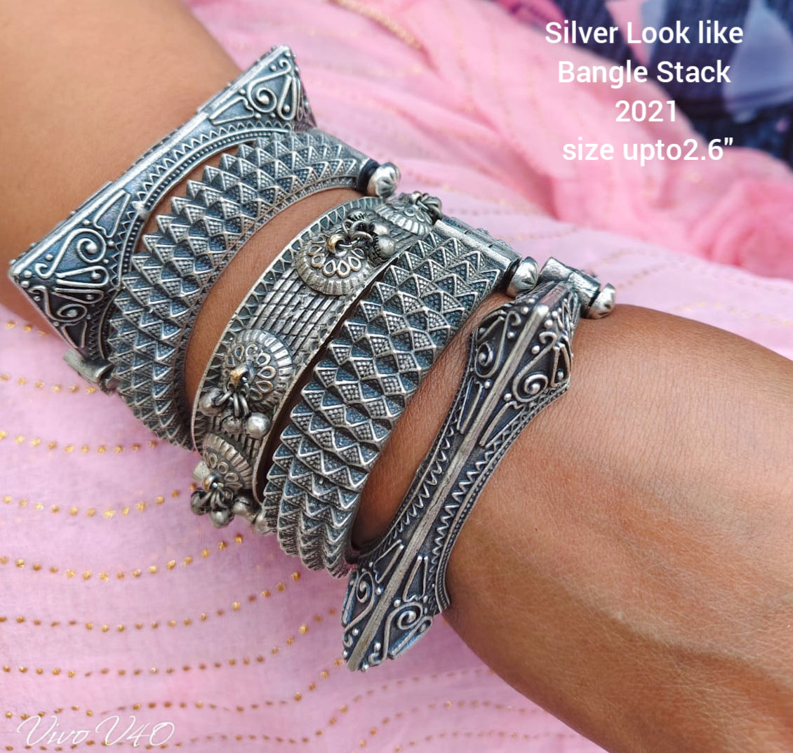 German silver bangle set of 5 pieces looks good on any women