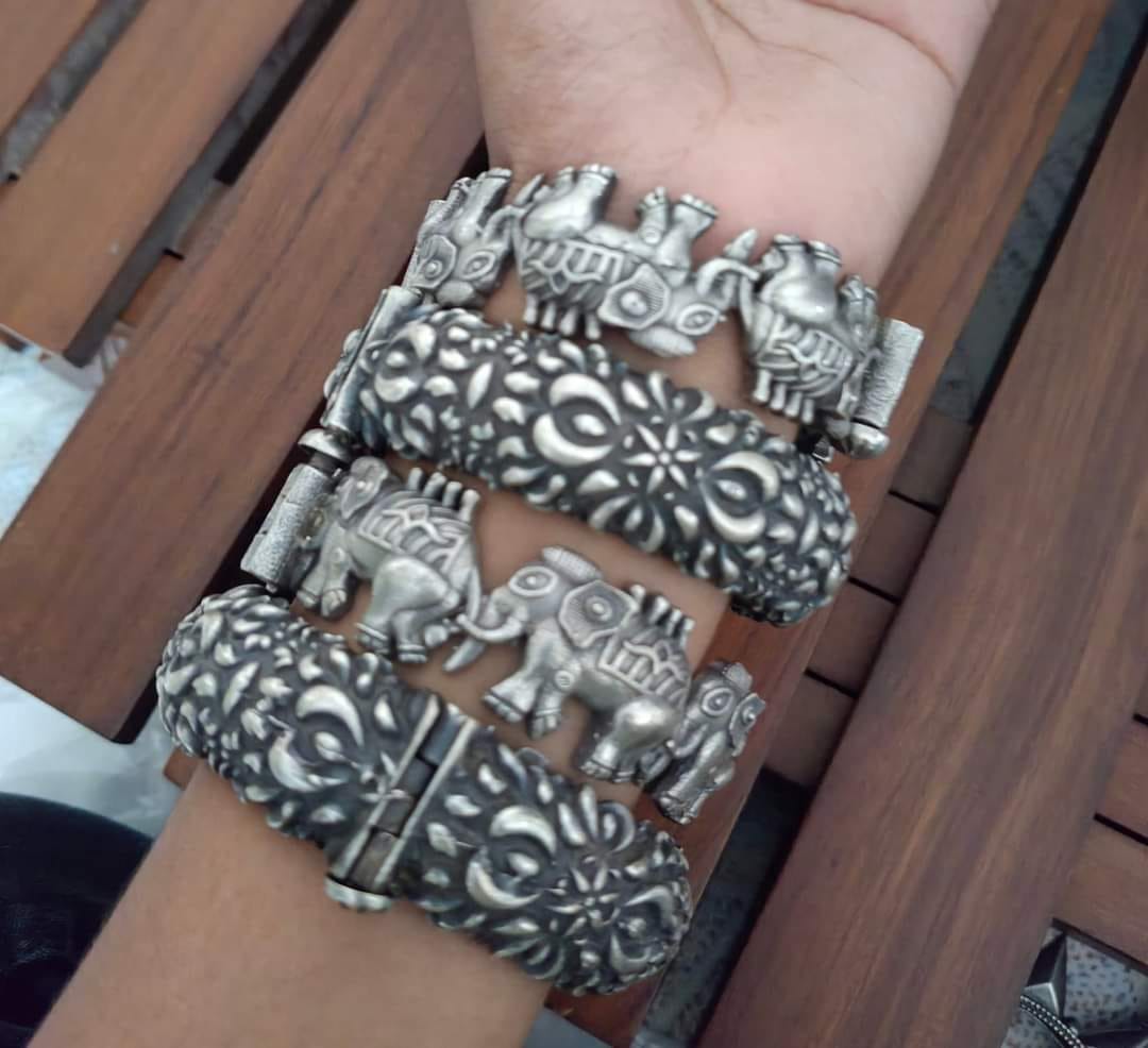 german silver bangle set of 4 pieces looks good on any women