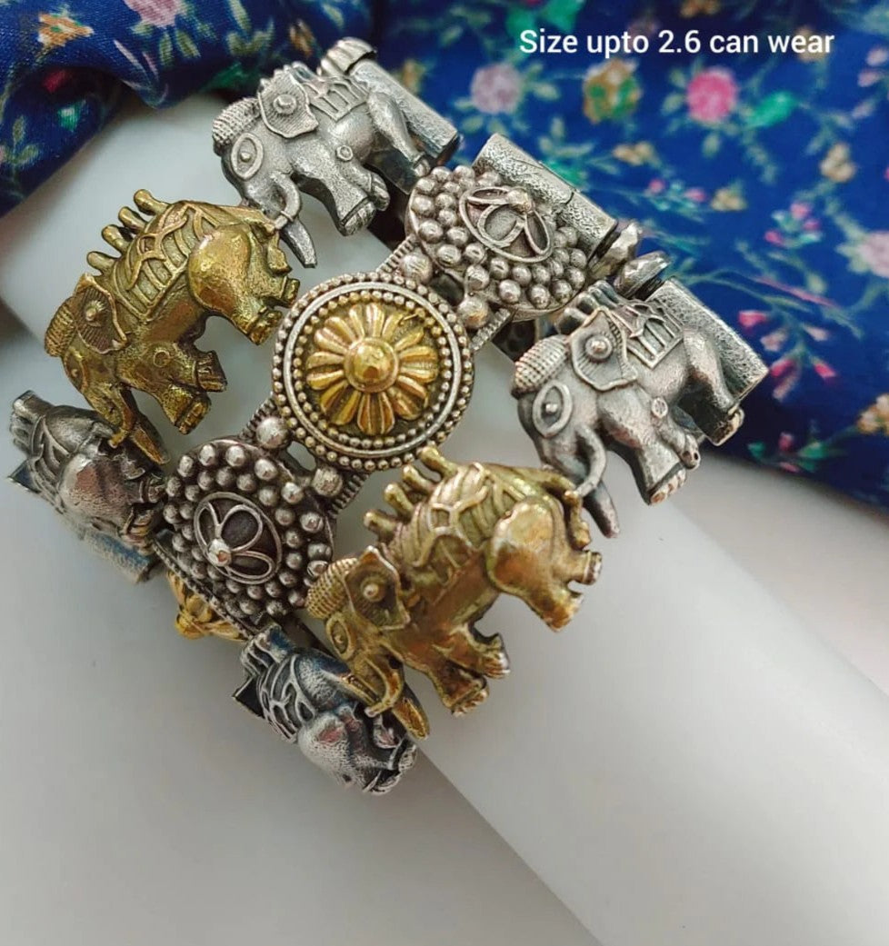 german silver dual tone bangle set of 3 pieces looks good on any women