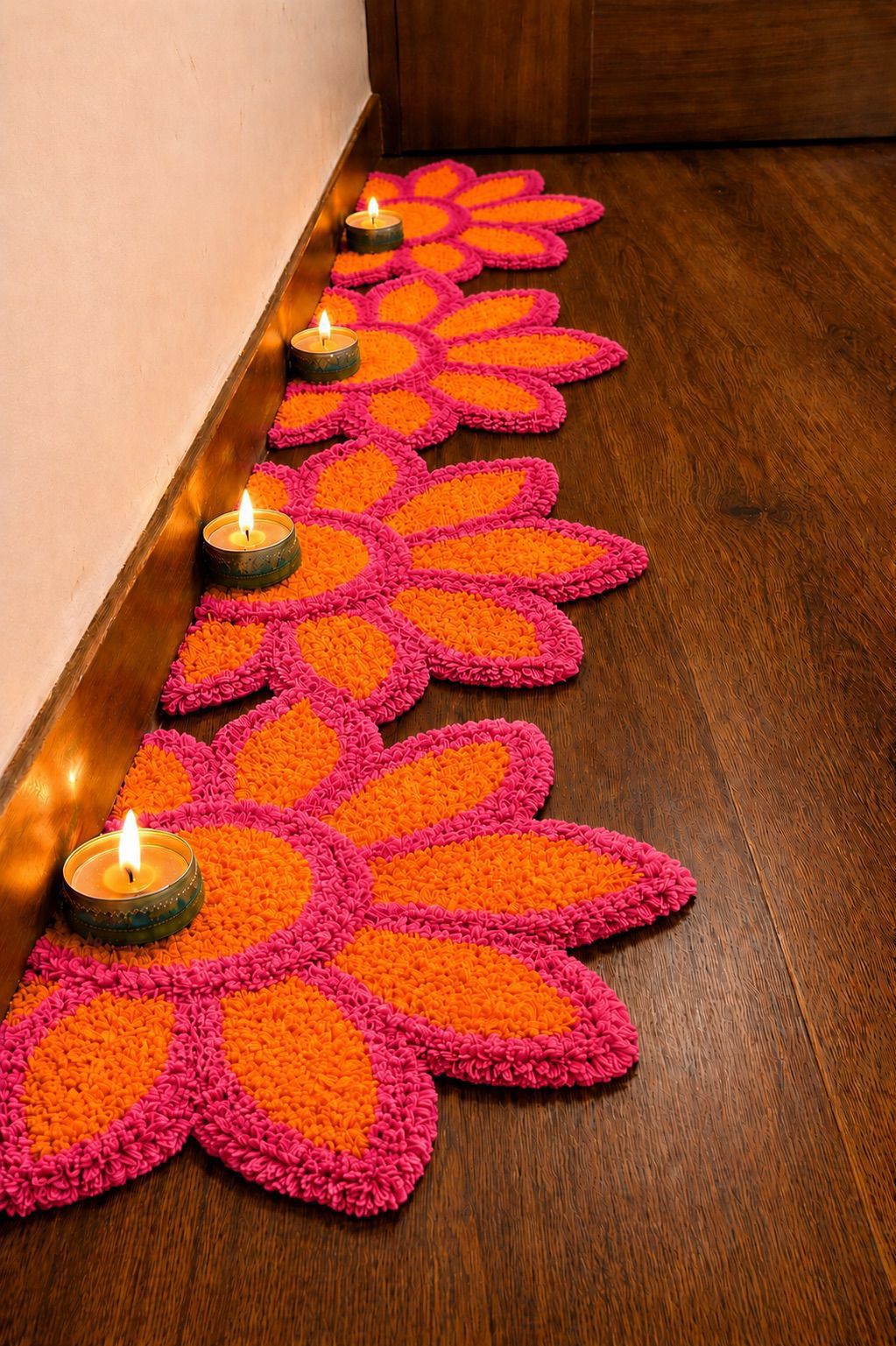 Sunflower set of 8 Rangoli Mat – Festive Décor for Housewarming, Varalakshmi & Diwali