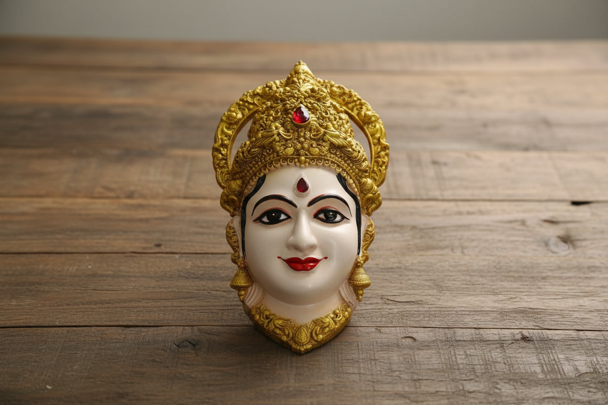 german silver lakshmi face with beautiful Tanjore painting+ stone work for varalakshmi pooja