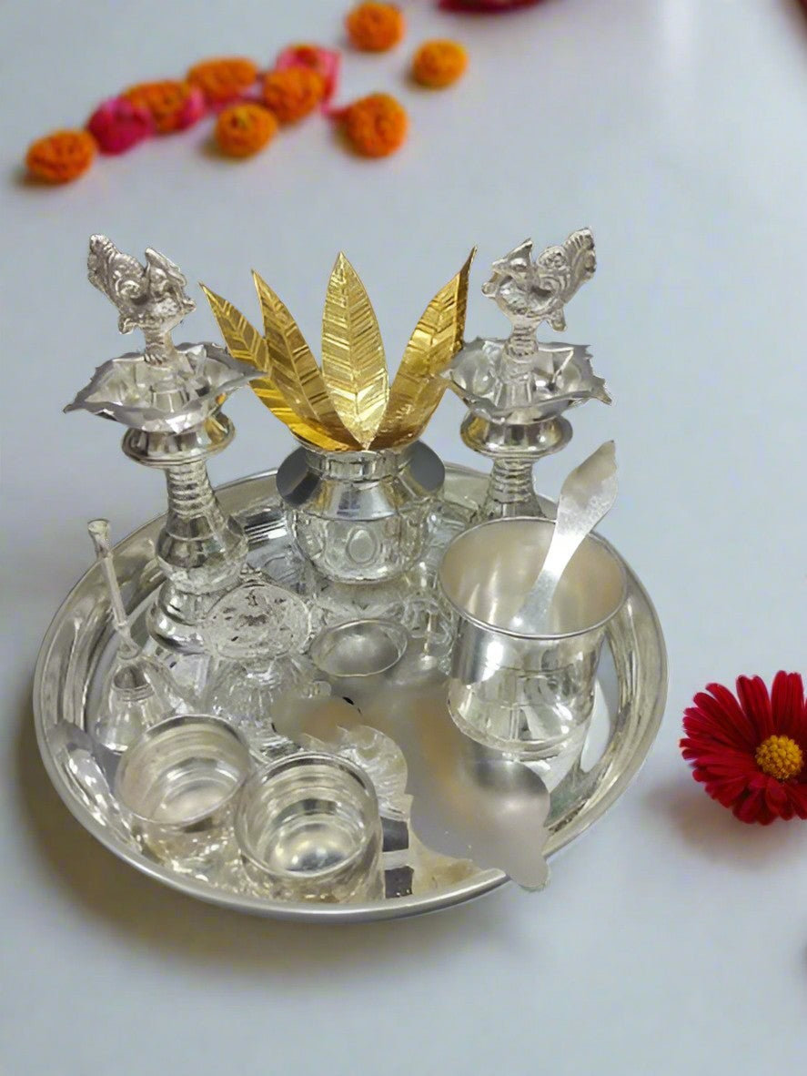 German Silver Combo Pooja thali Set