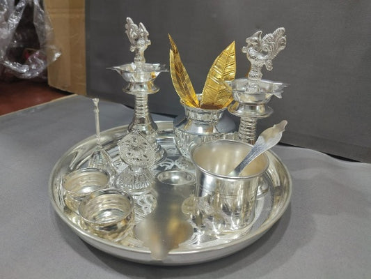 German silver combo pooja thali set