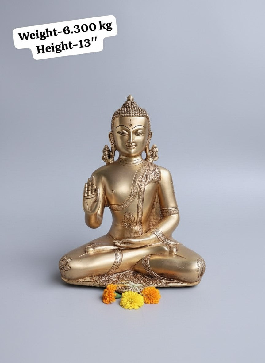 Handcrafted Brass Meditating Buddha Statue – Sacred Home Décor & Pooja Blessing Idol