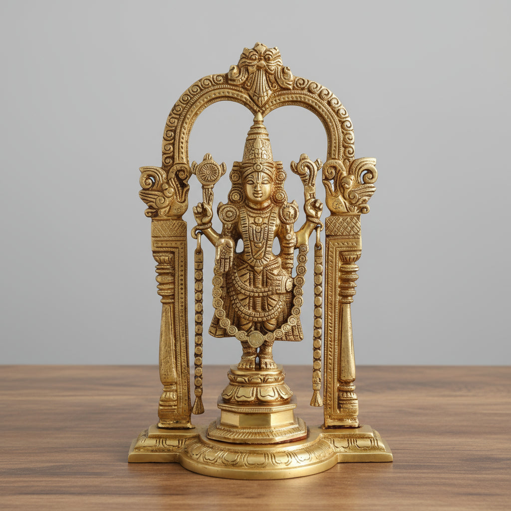 Handcrafted Brass Balaji Idol – Sacred Pooja Decor & Divine Home Blessing