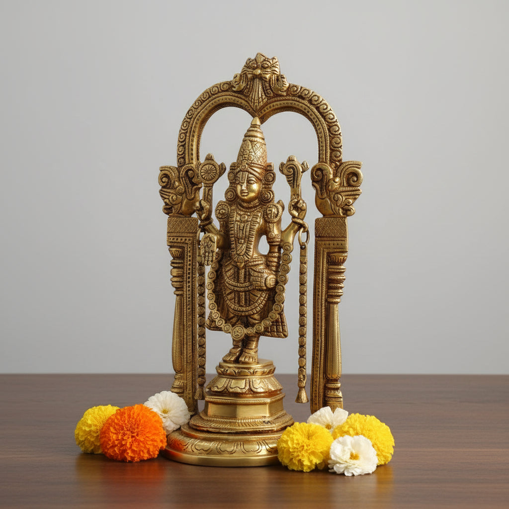 Handcrafted Brass Balaji Idol – Sacred Pooja Decor & Divine Home Blessing