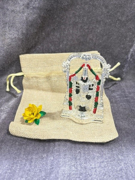 german silver set of 2 balaji , 2 lotus flower , 2 bags for home/ gift item