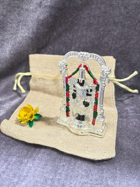 german silver set of 2 balaji , 2 lotus flower , 2 bags for home/ gift item