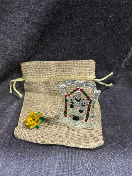 german silver set of 2 balaji , 2 lotus flower , 2 bags for home/ gift item