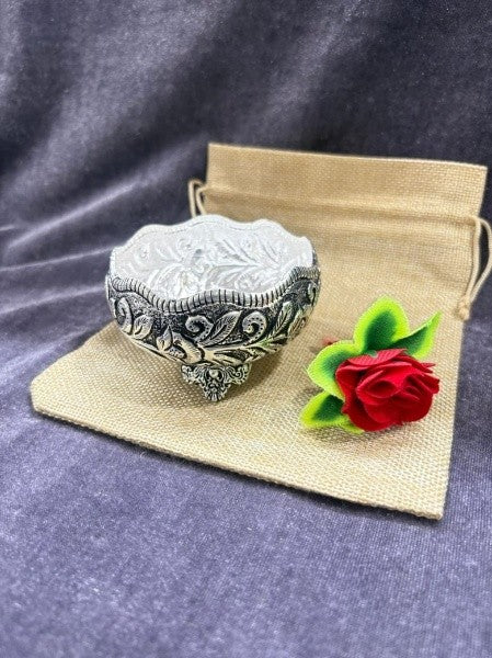 silver plated fully carved set of 2 bowls with 2 bags for home/ gift item