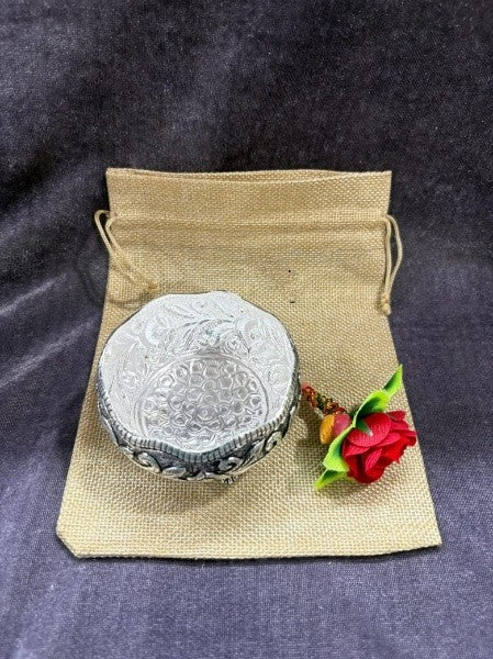 silver plated fully carved set of 2 bowls with 2 bags for home/ gift item