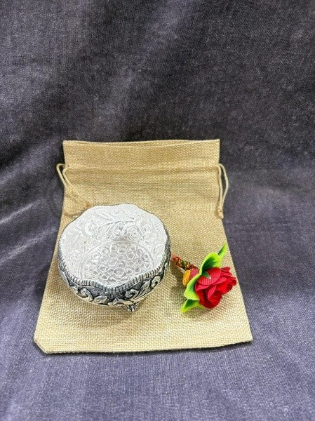 silver plated fully carved set of 2 bowls with 2 bags for home/ gift item