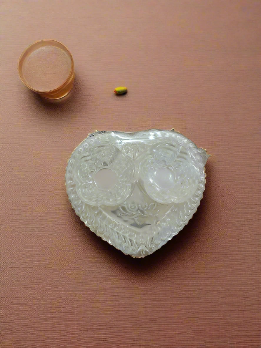 german silver heart shape kumkum bowl set of 10 for give away item