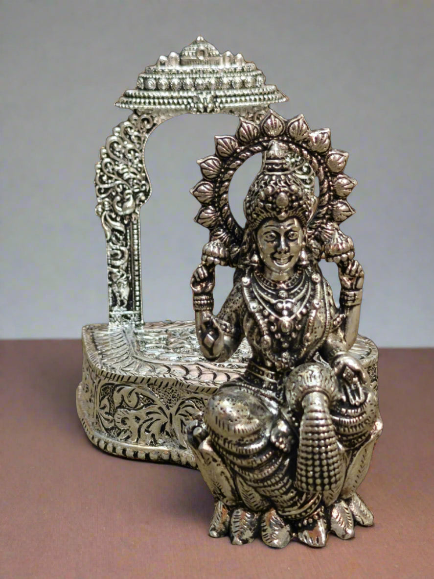 silver plated lakshmi idol with arch for housewarming/ diwali/ home temple/ gift item