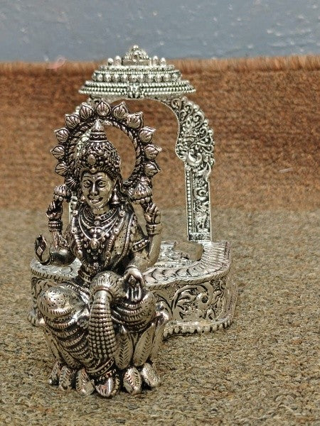 silver plated lakshmi idol with arch for housewarming/ diwali/ home temple/ gift item