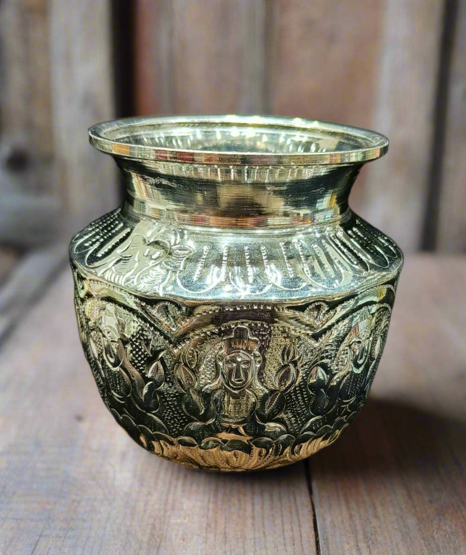 silver plated ashta lakshmi kalash for housewarming pooja/ diwali