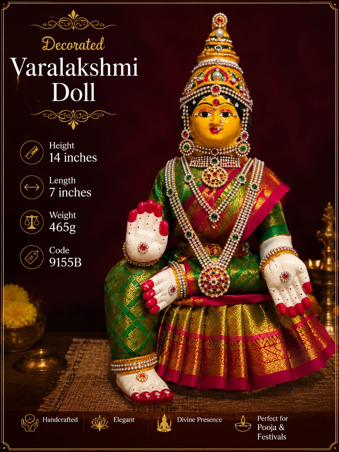 Decorated Varalakshmi Doll – 14" Height for Varalakshmi Pooja