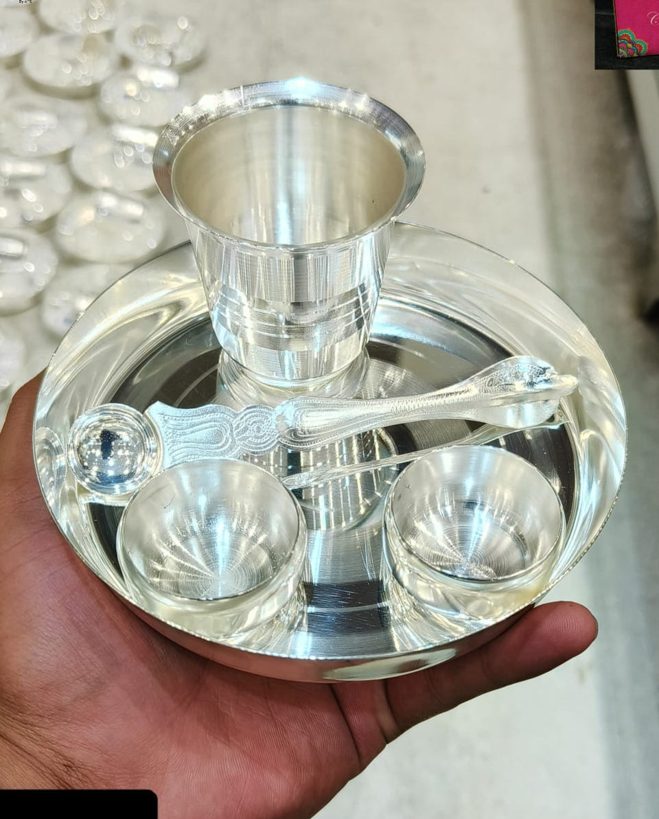 German Silver Small Pooja Set – Perfect for Diwali, Varalakshmi & Rakshabandhan