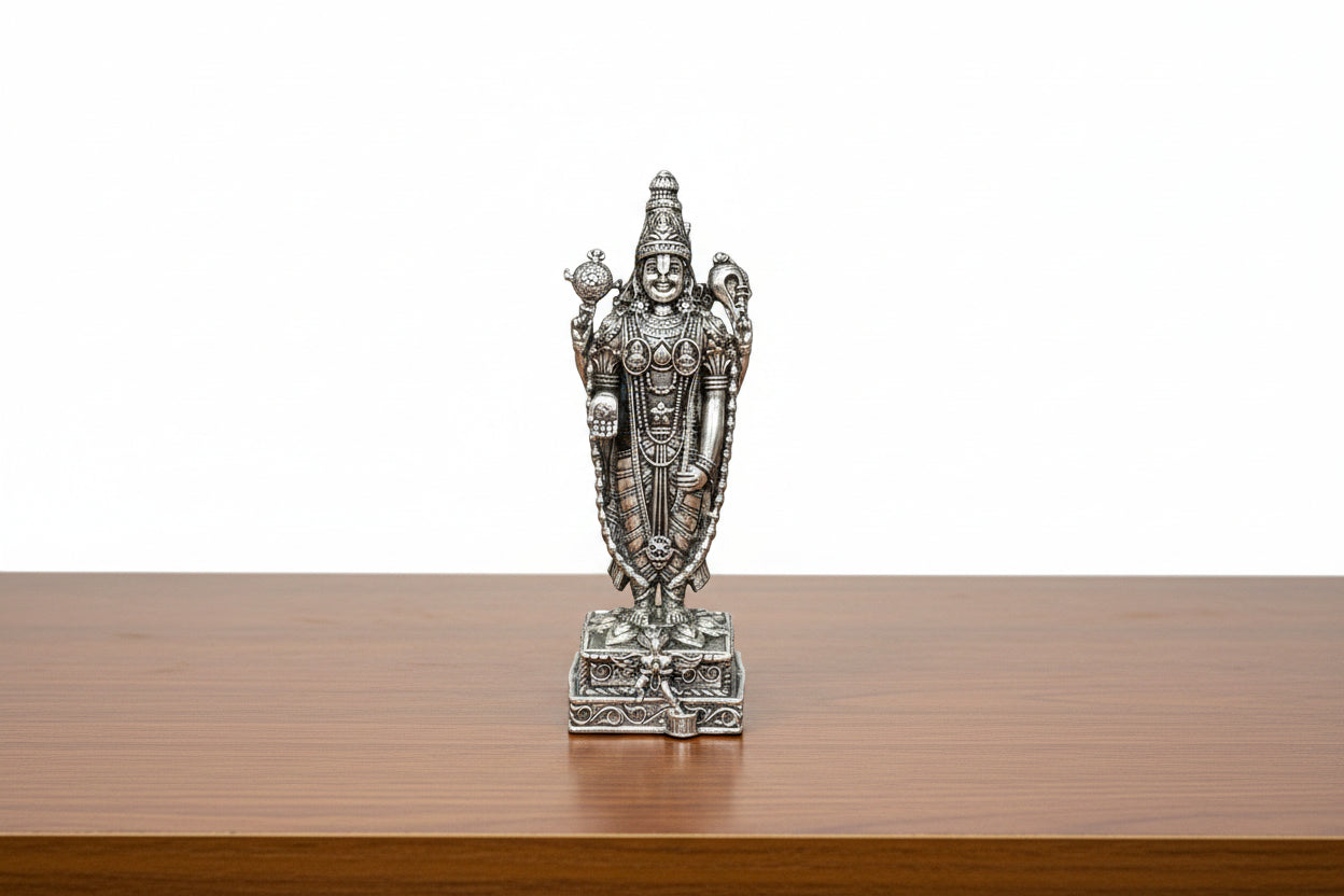 Antique German Silver Venkateshwara Swami Idol 4" – Divine Temple Decor