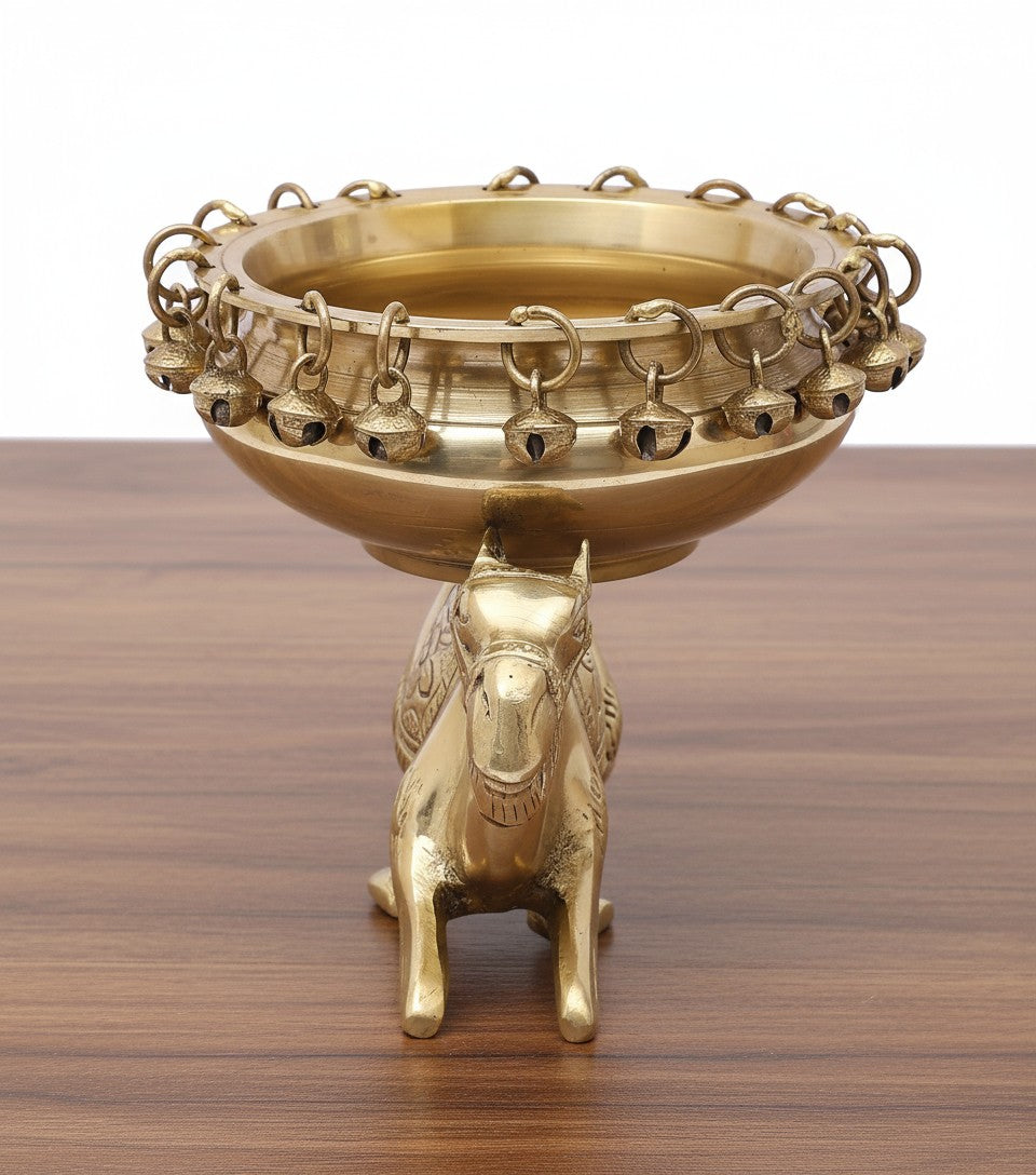 Brass Camel Urli – Handcrafted Decorative Bowl for Pooja, Floating Flowers & Festive Gifting