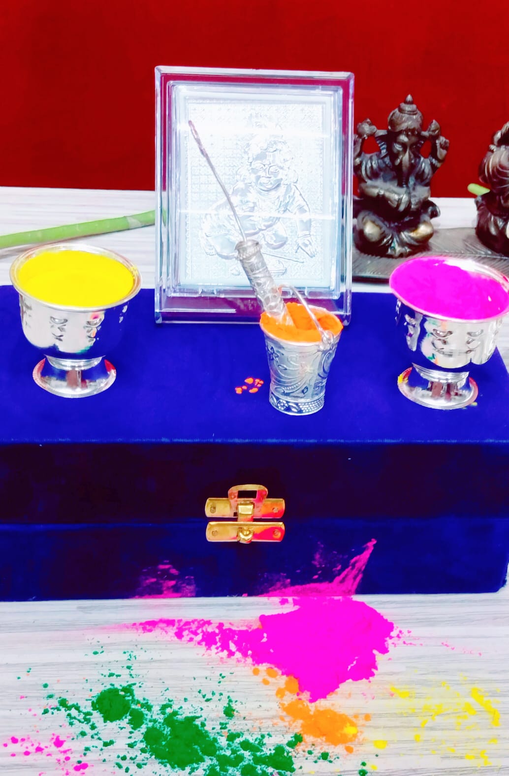 German Silver Holi Combo - Set of 5 Pieces