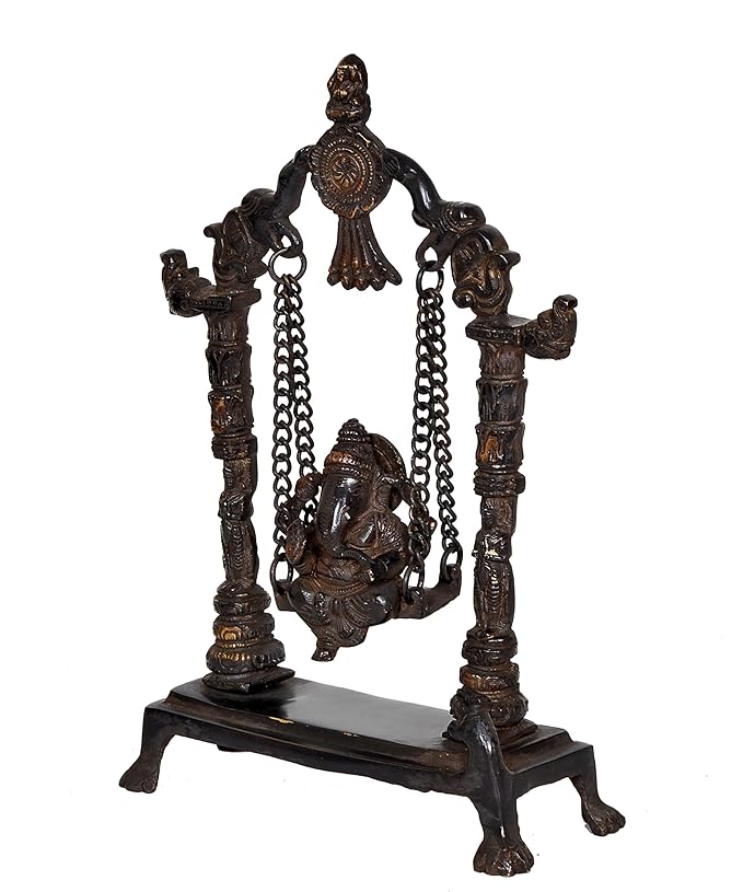 Brass with Black Brown Finish Ganesh on Swing/jhula/Home Decor/Gift Item